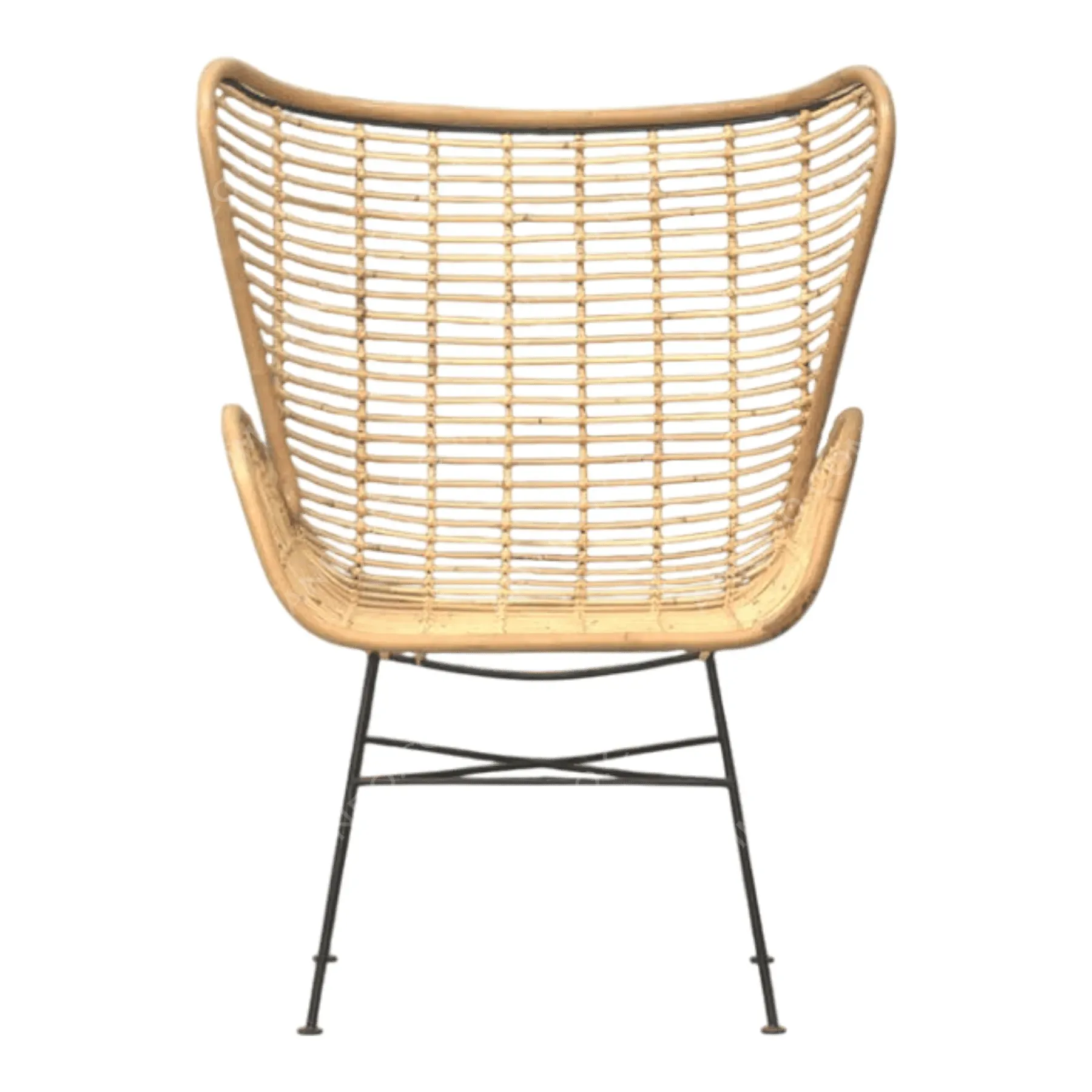 Modern rattan lounge chair with metal legs