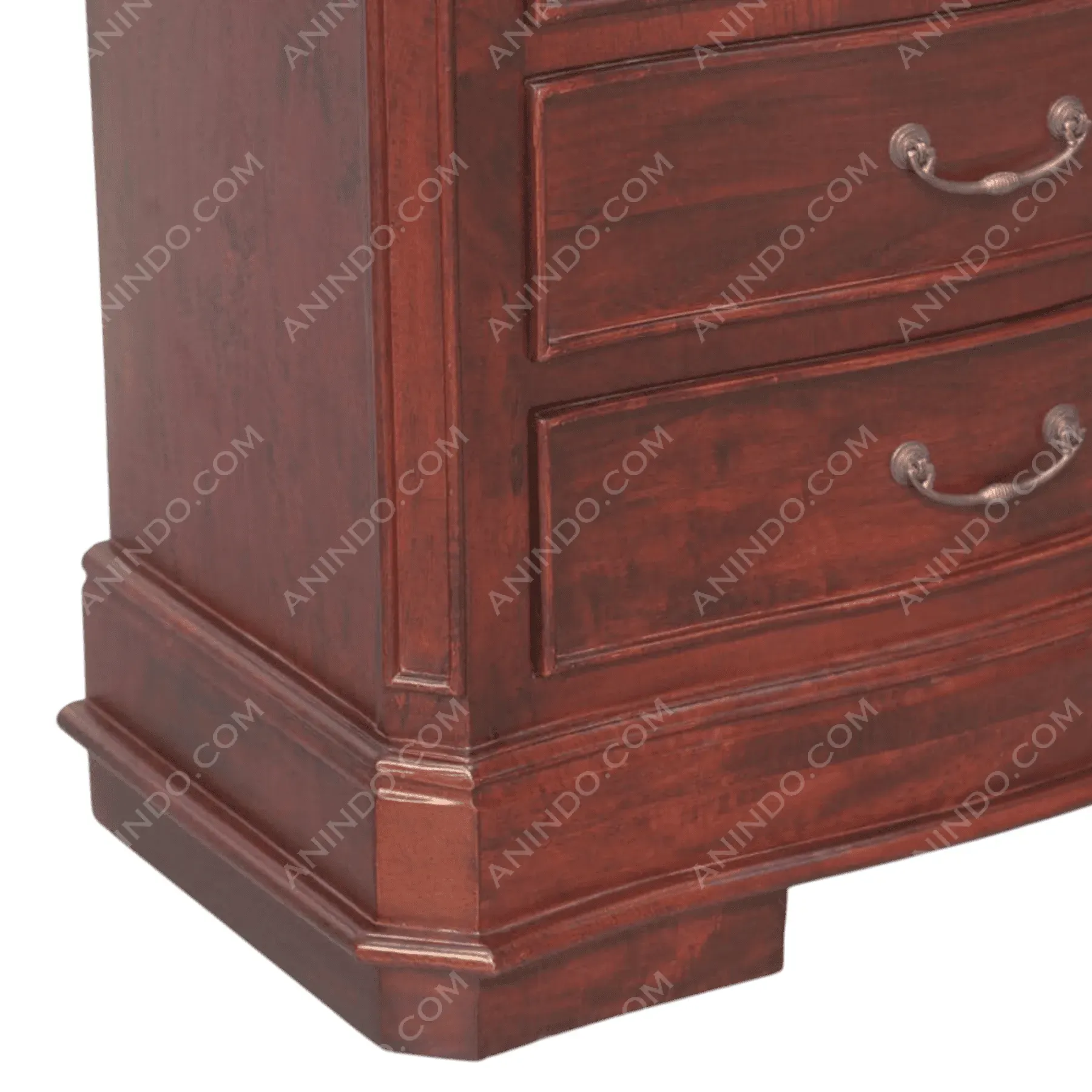 Wooden dresser with metal drawer handles
