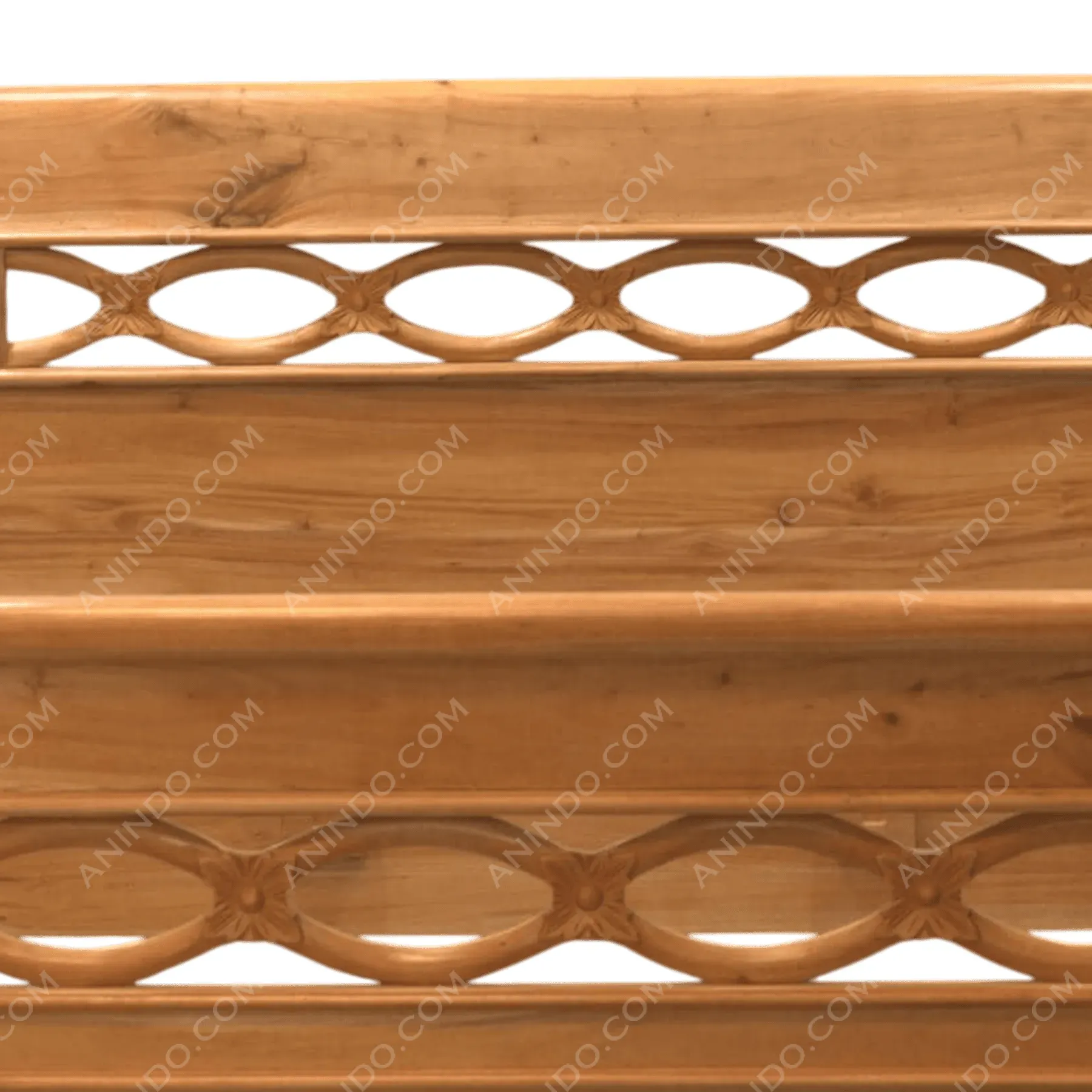 Wooden headboard with carved oval patterns