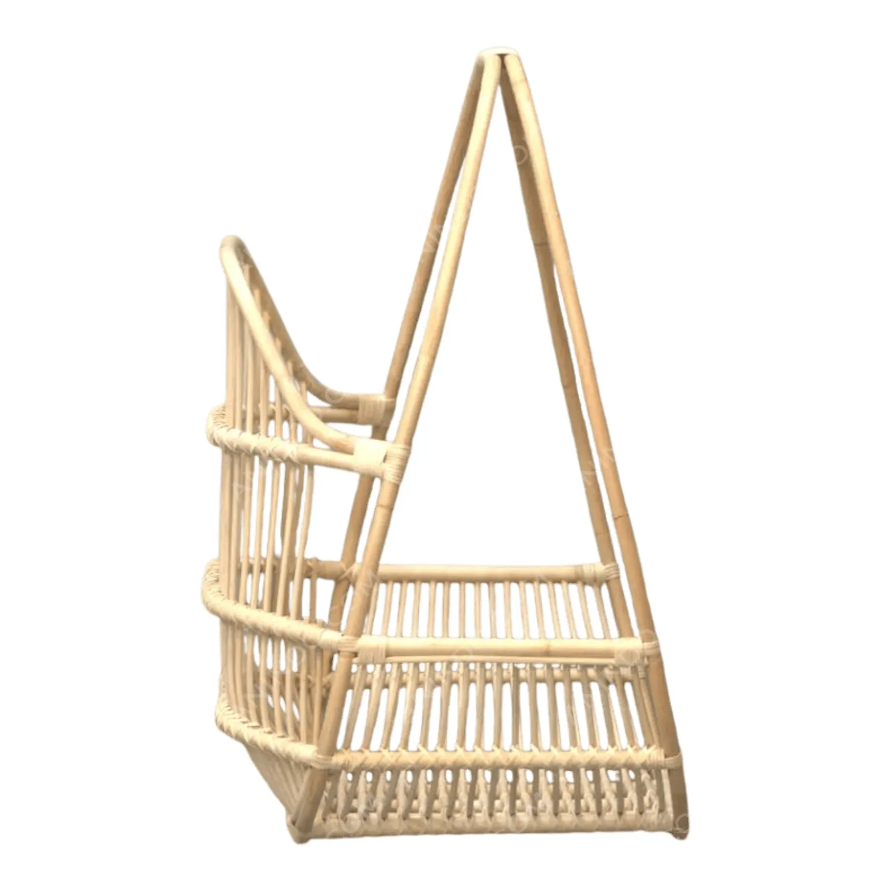 Handcrafted rattan basket with triangular frame design