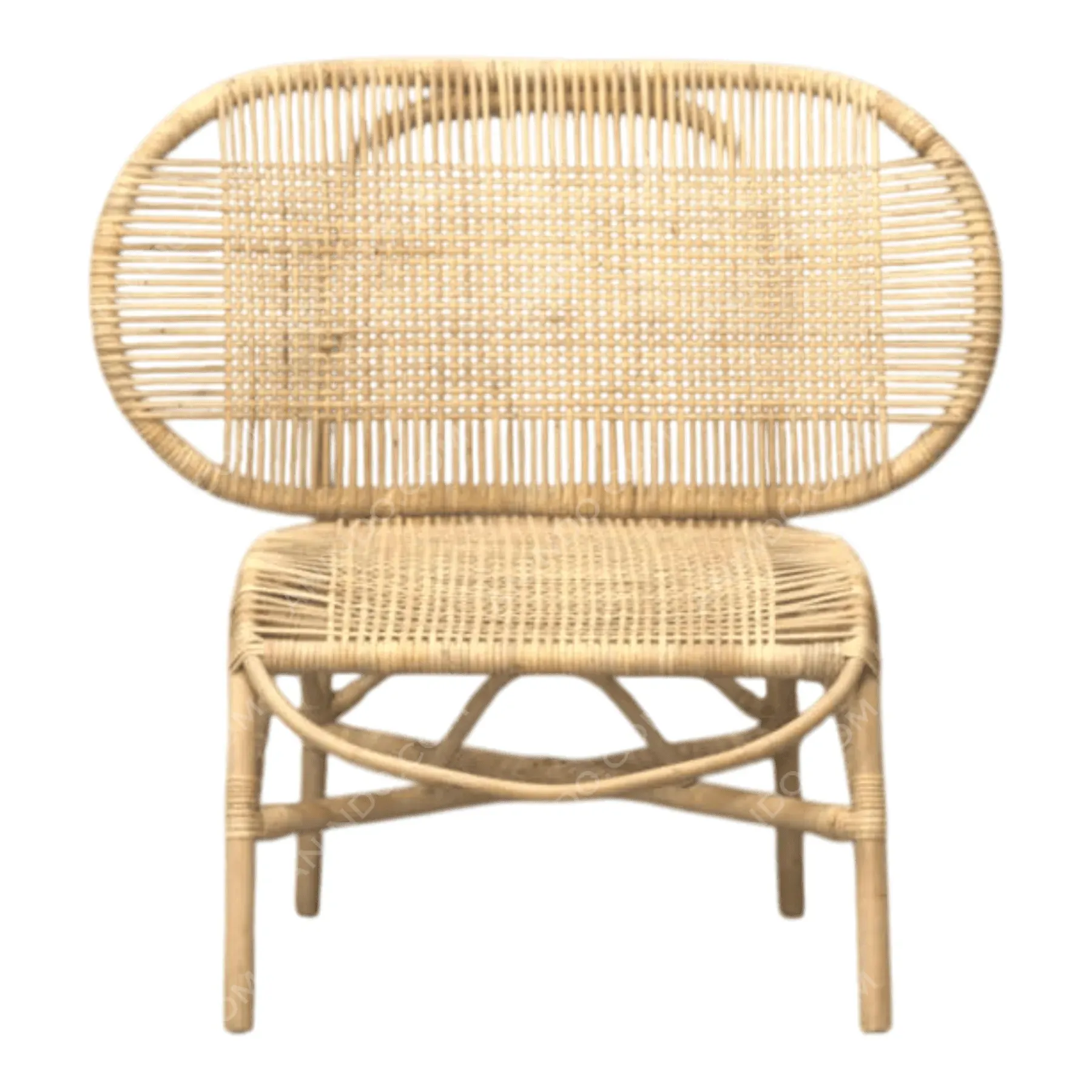 Natural rattan woven chair with oval backrest