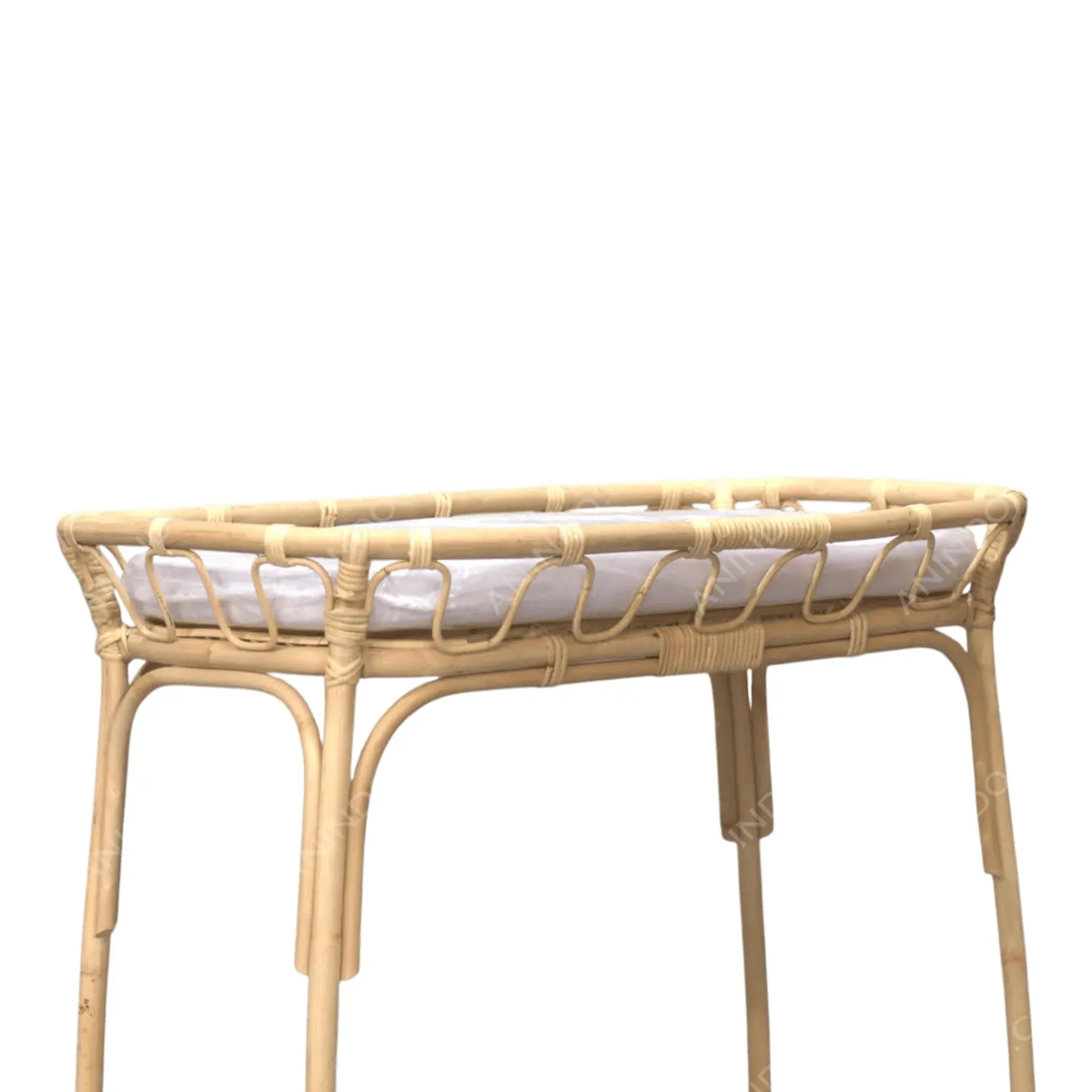Natural rattan bassinet with white mattress