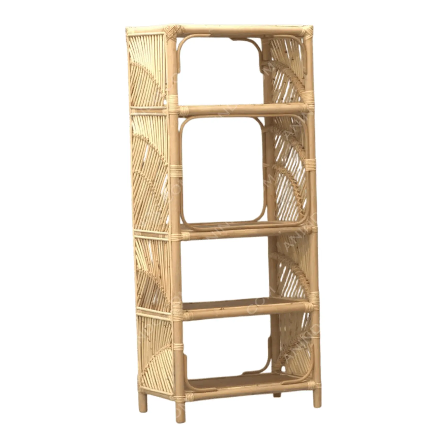 Four-tier bamboo rattan bookshelf for home decor