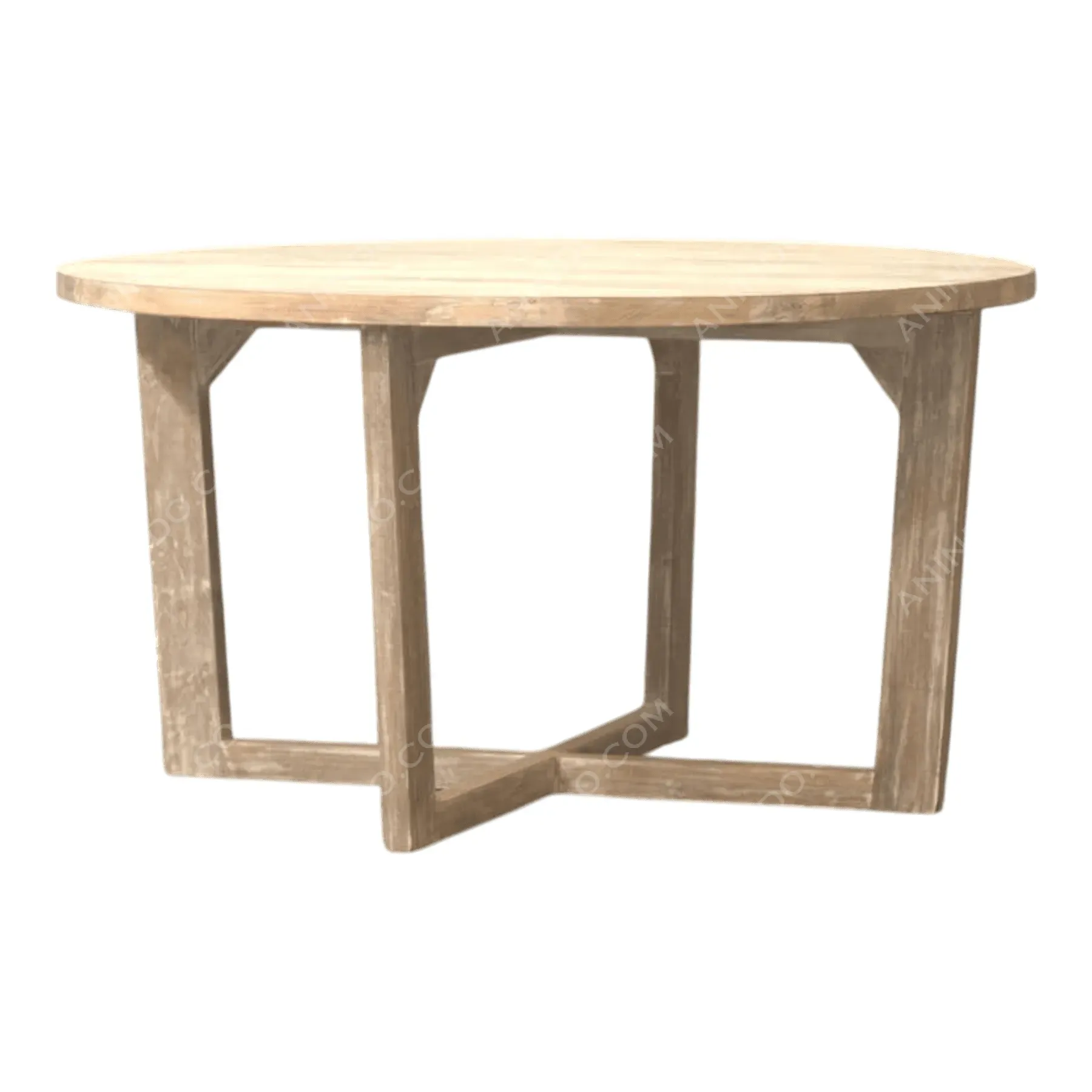 Round wooden dining table with cross base