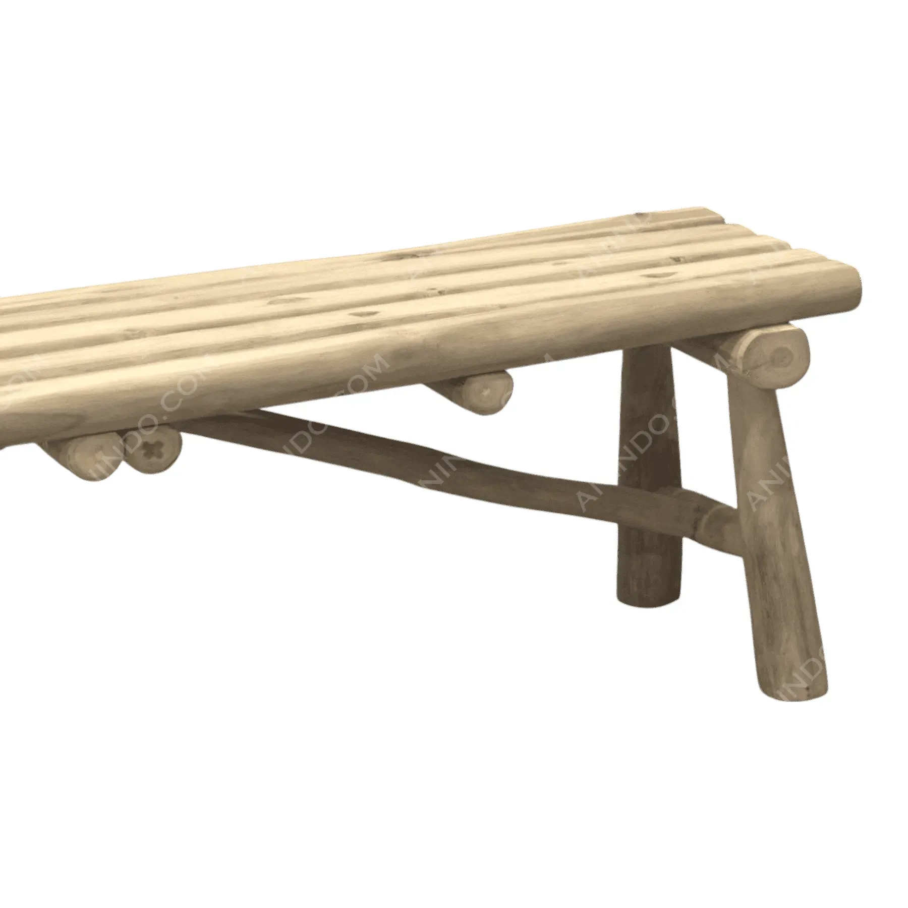 Rustic wooden bench with log-style design