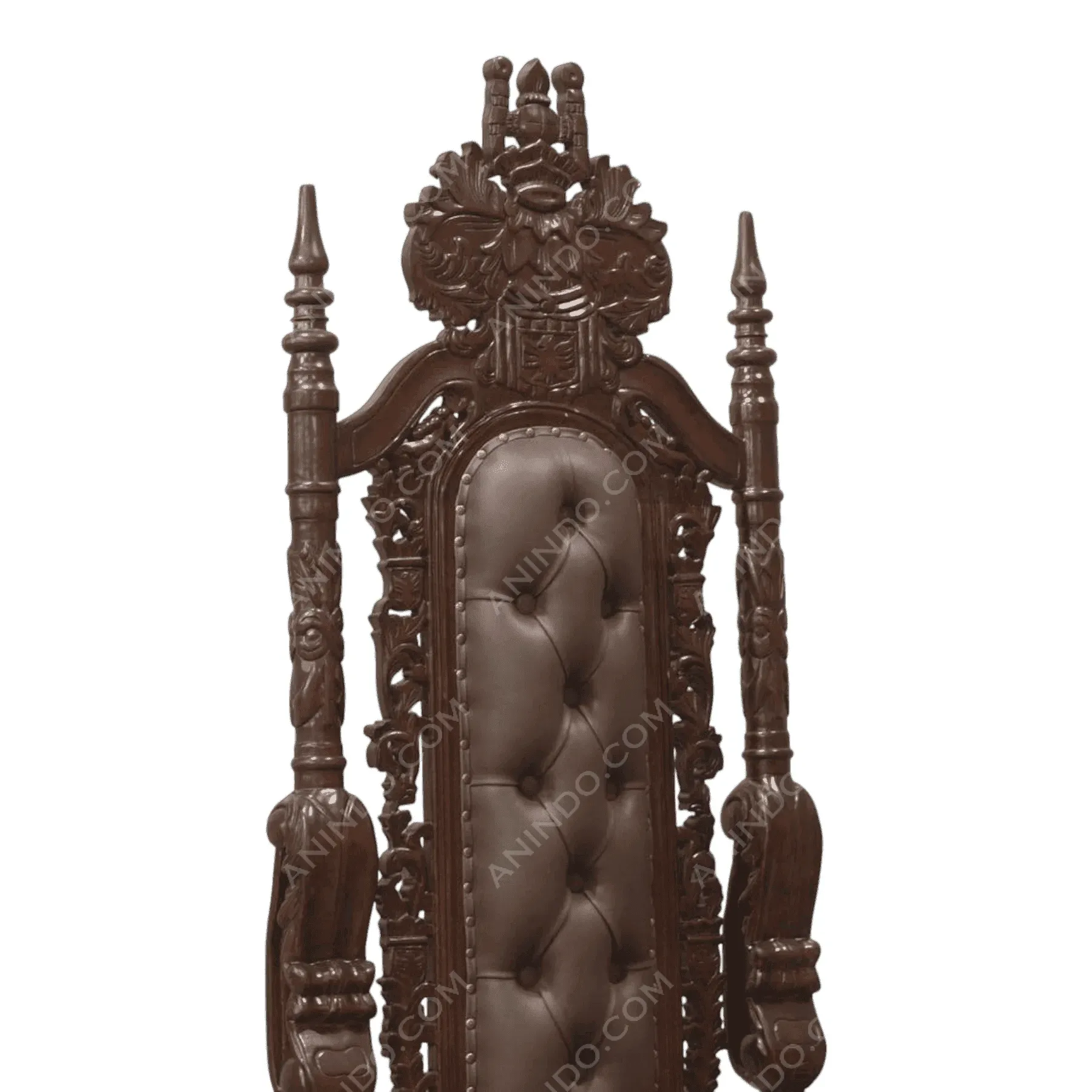 Ornate dark wood high back throne chair
