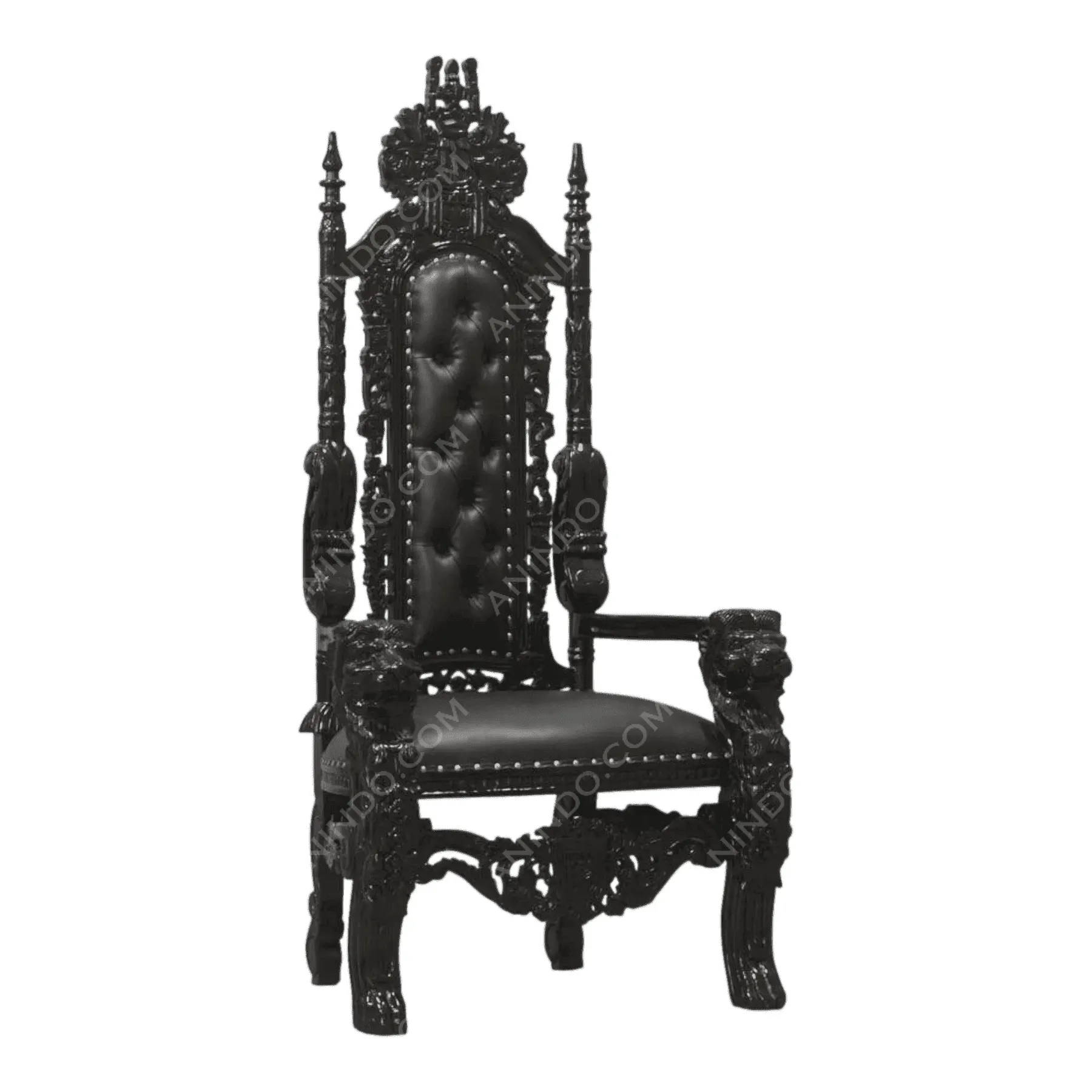 Black ornate gothic high back throne chair