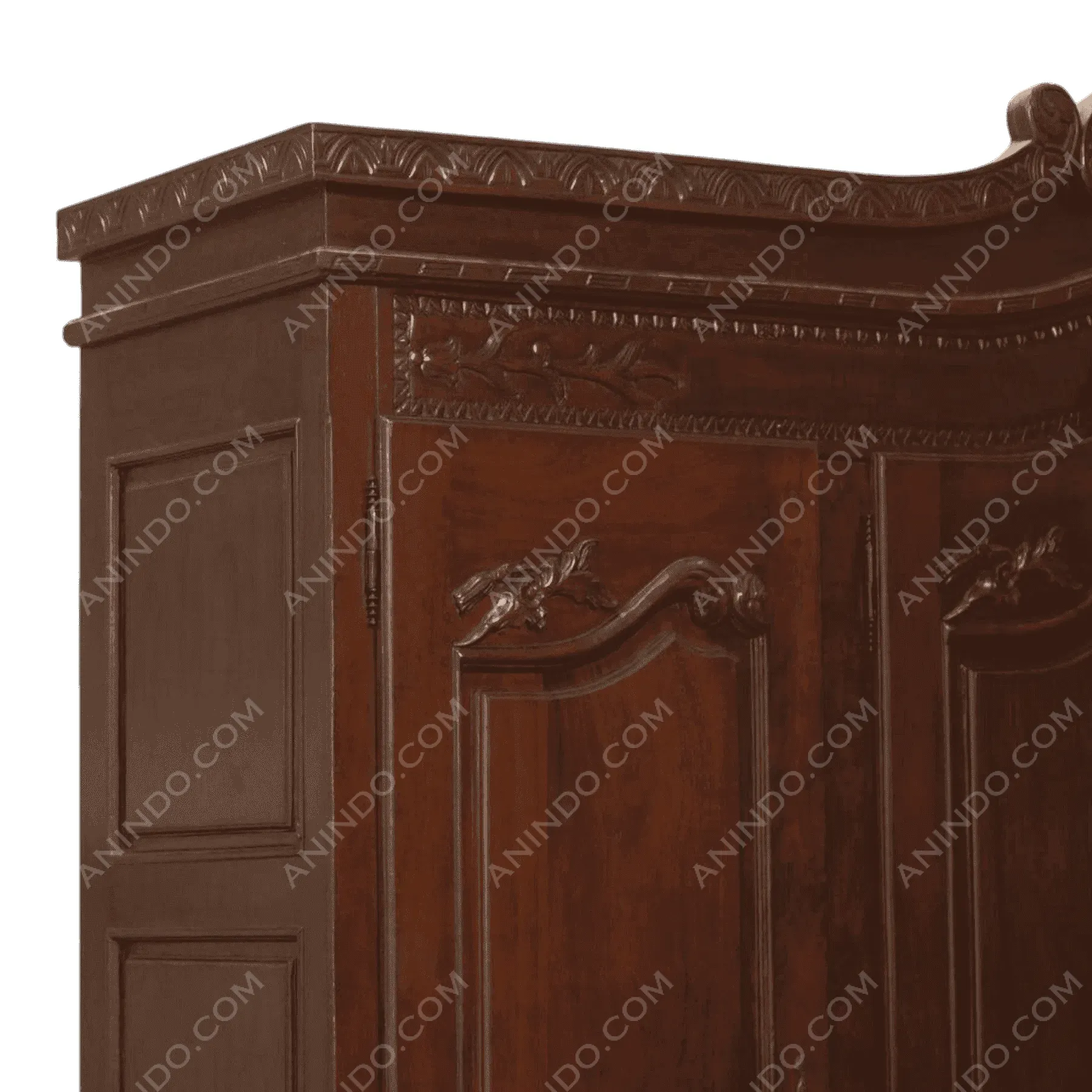 Antique wooden armoire with carved details
