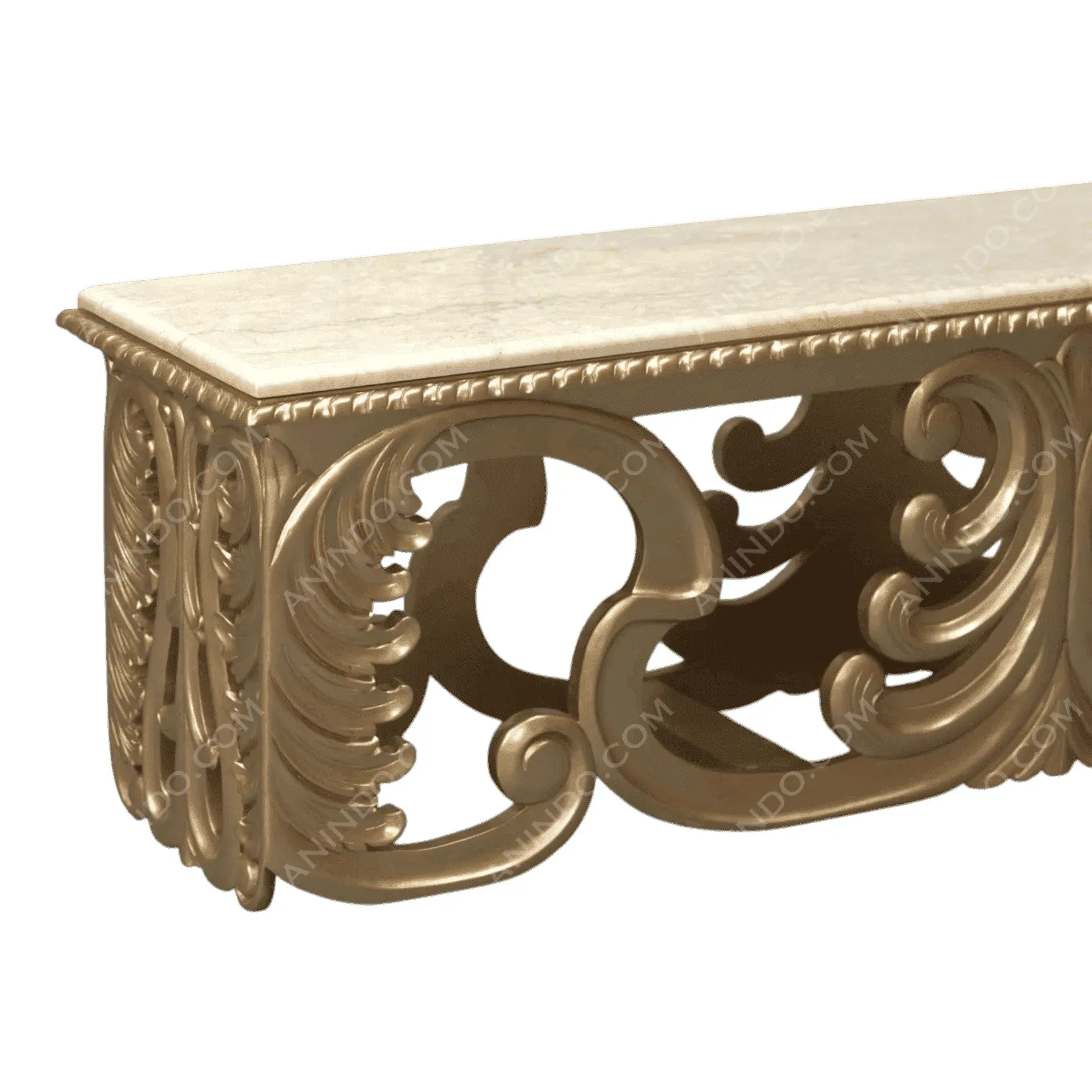 Elegant gold carved console table with marble top