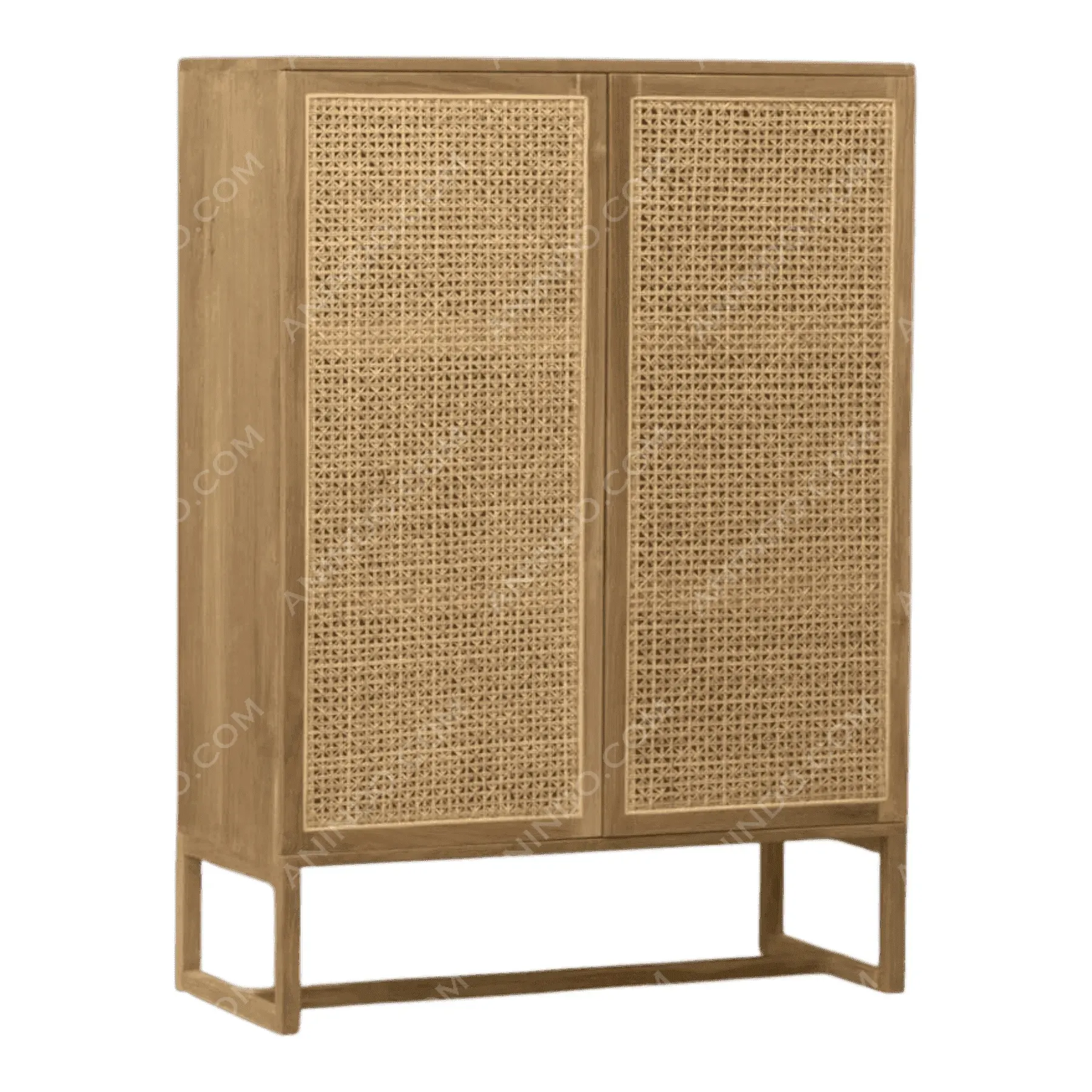 Wood cabinet with rattan doors