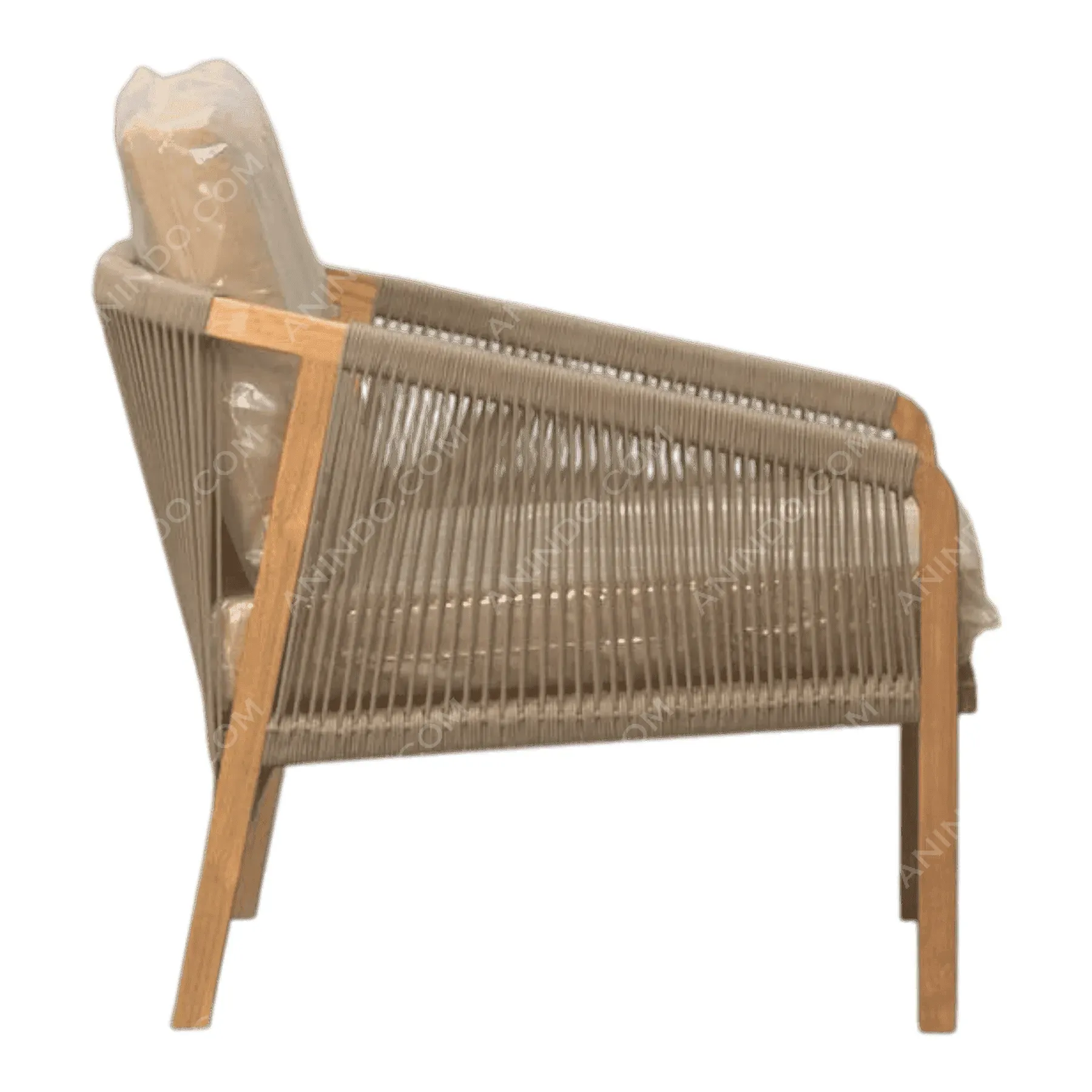 Modern wicker chair with wooden legs