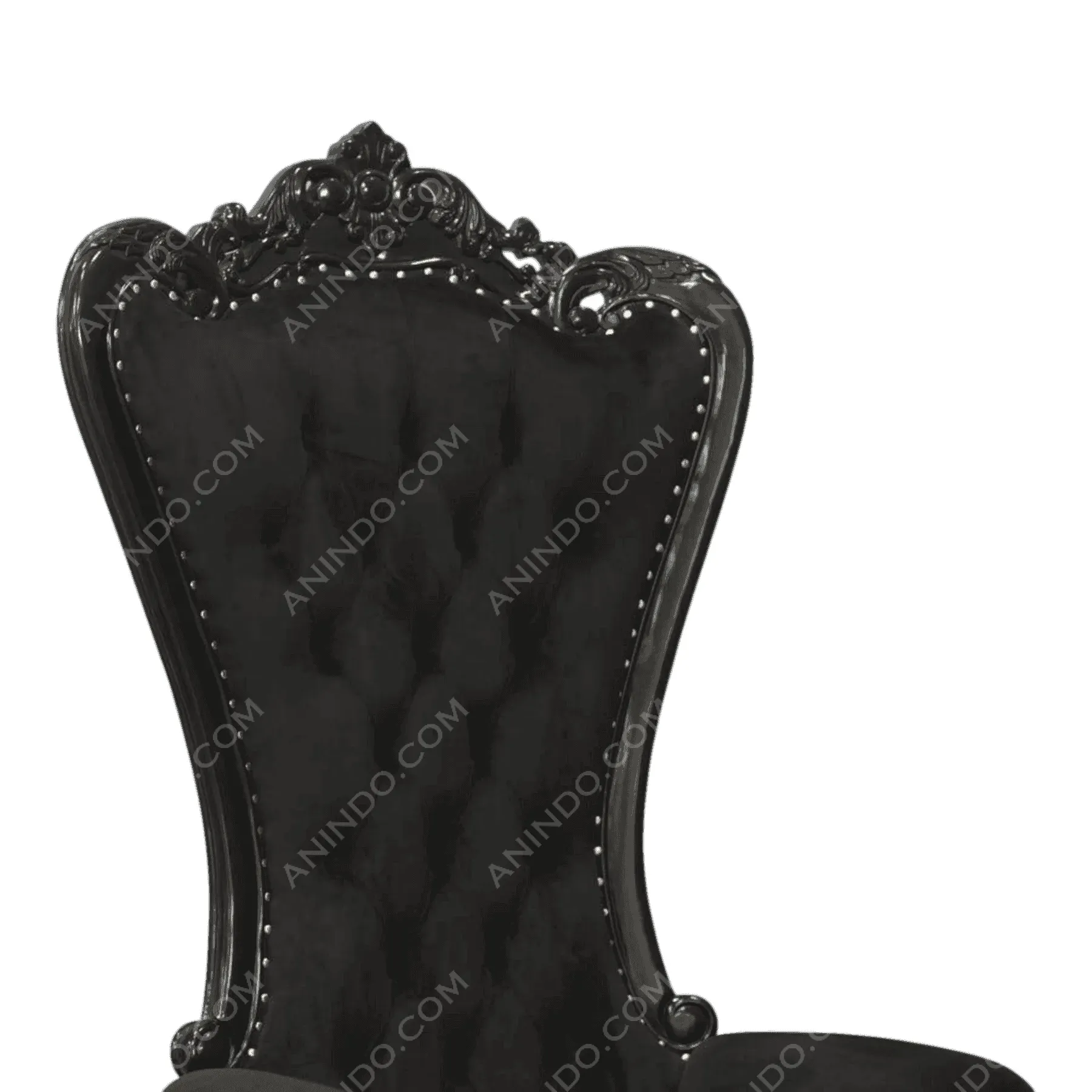 Black velvet tufted high back chair