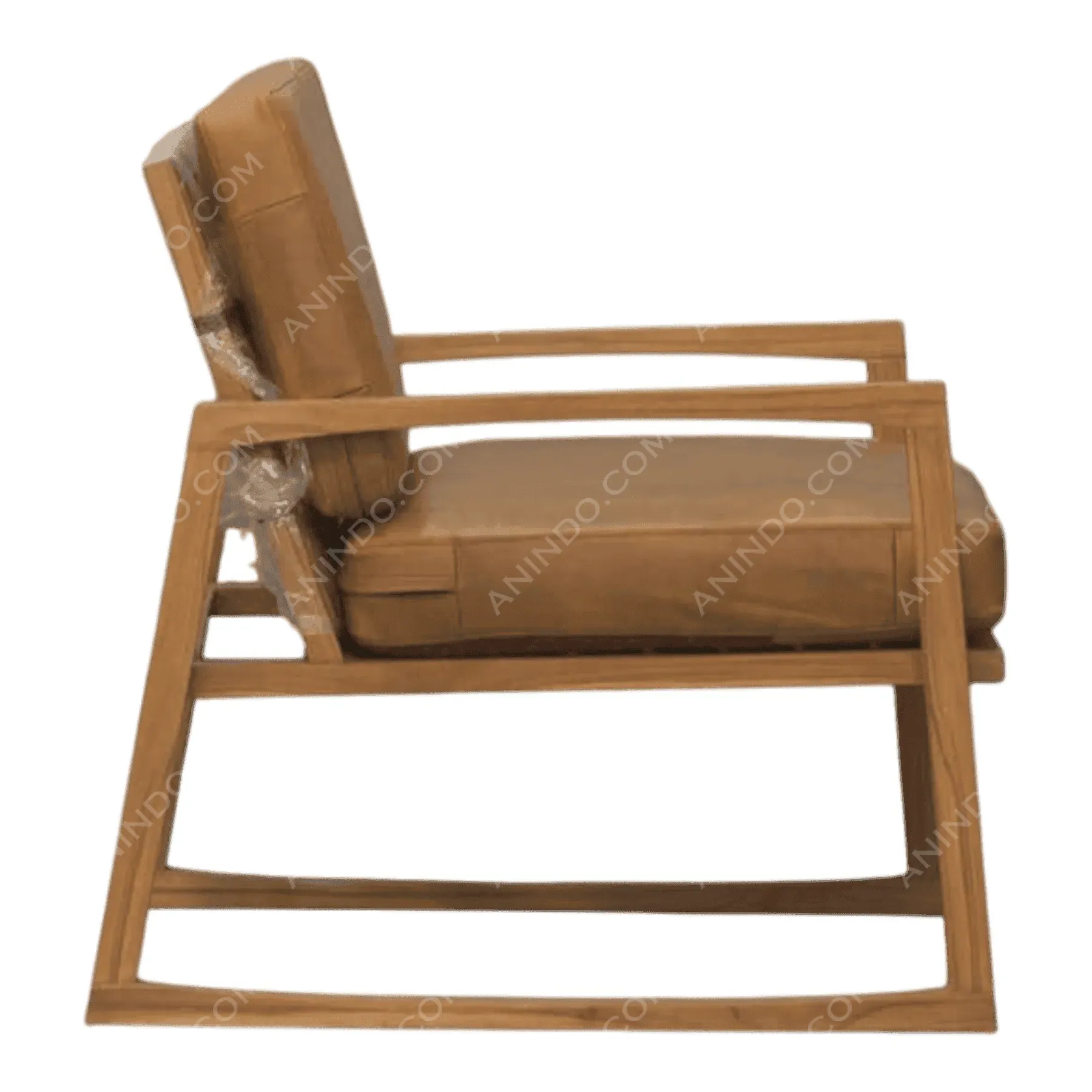 Modern wooden frame leather rocking chair