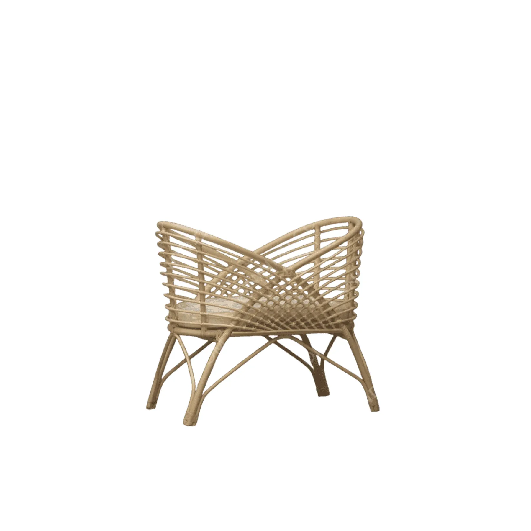 Modern woven rattan chair with curved design