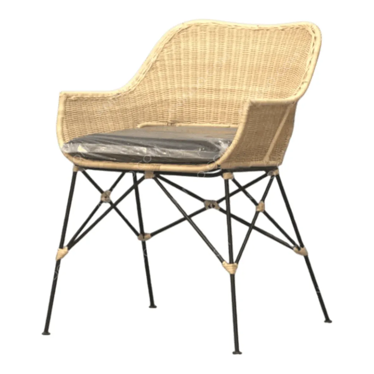 Stylish wicker chair with metal legs