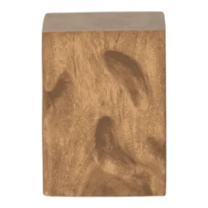Wooden block with textured surface.