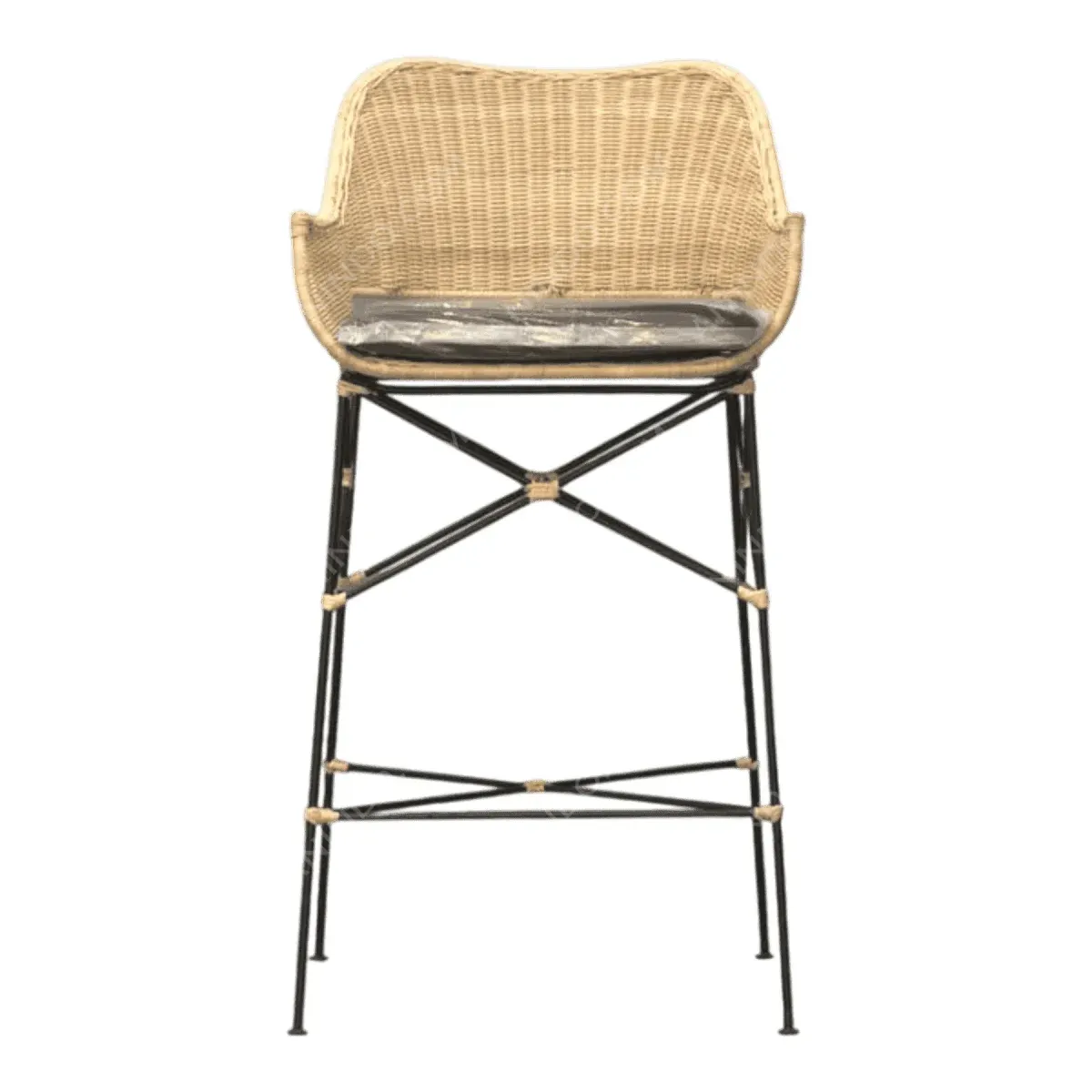 Stylish wicker bar stool with metal legs