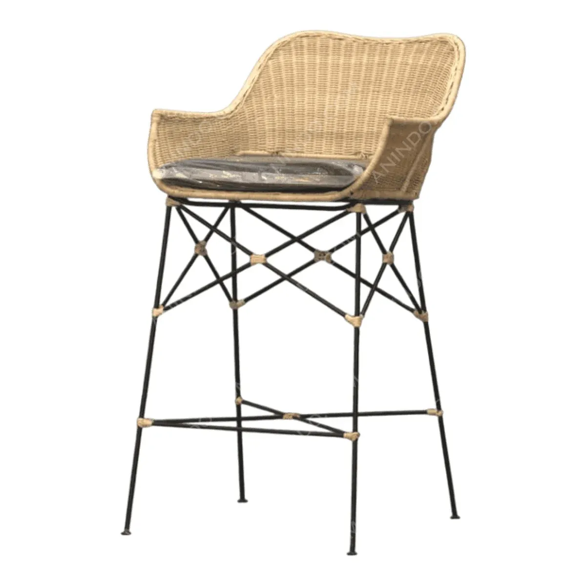 Stylish wicker bar stool with metal legs