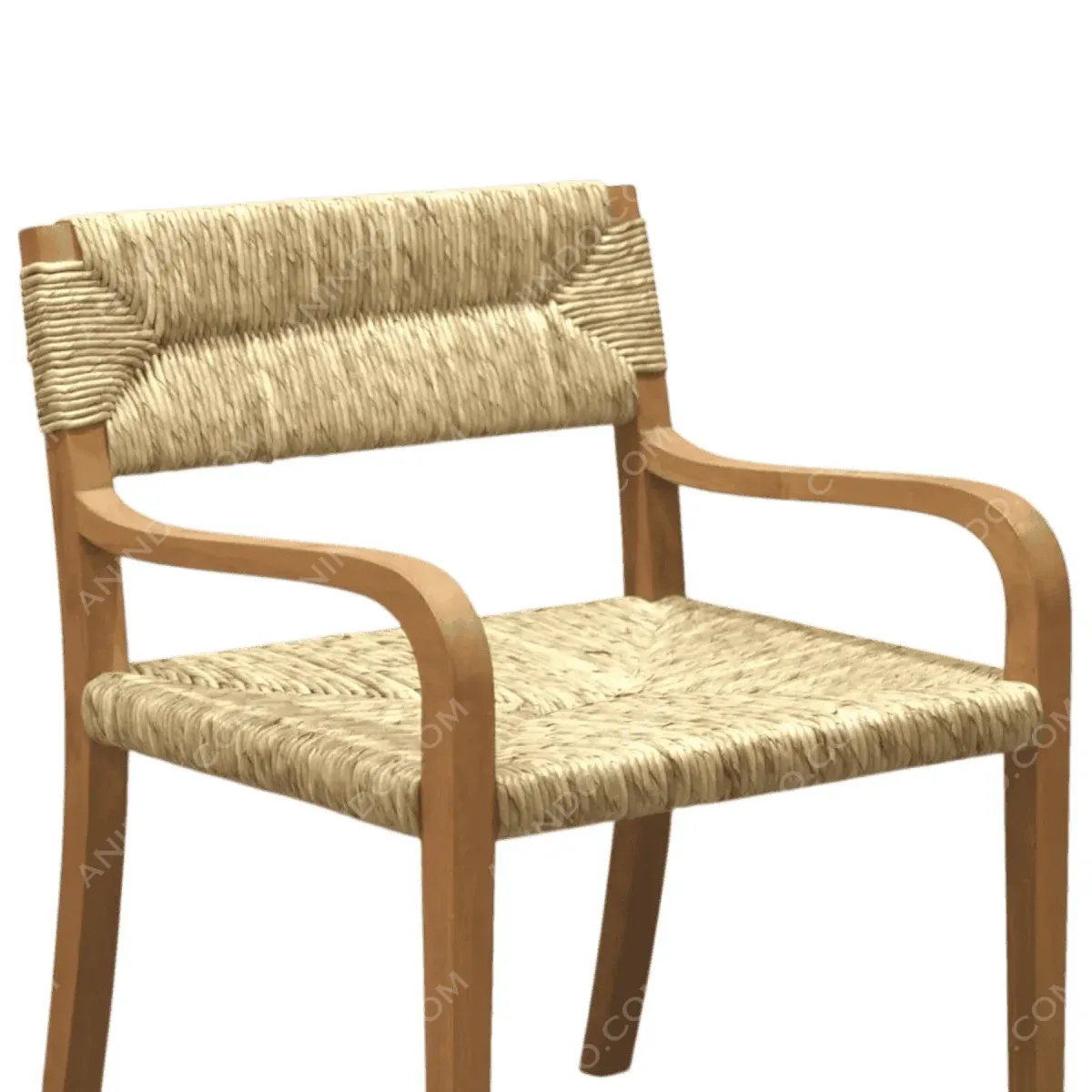 Natural fiber chair with wooden frame