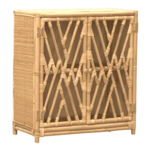 Woven bamboo storage cabinet with double doors