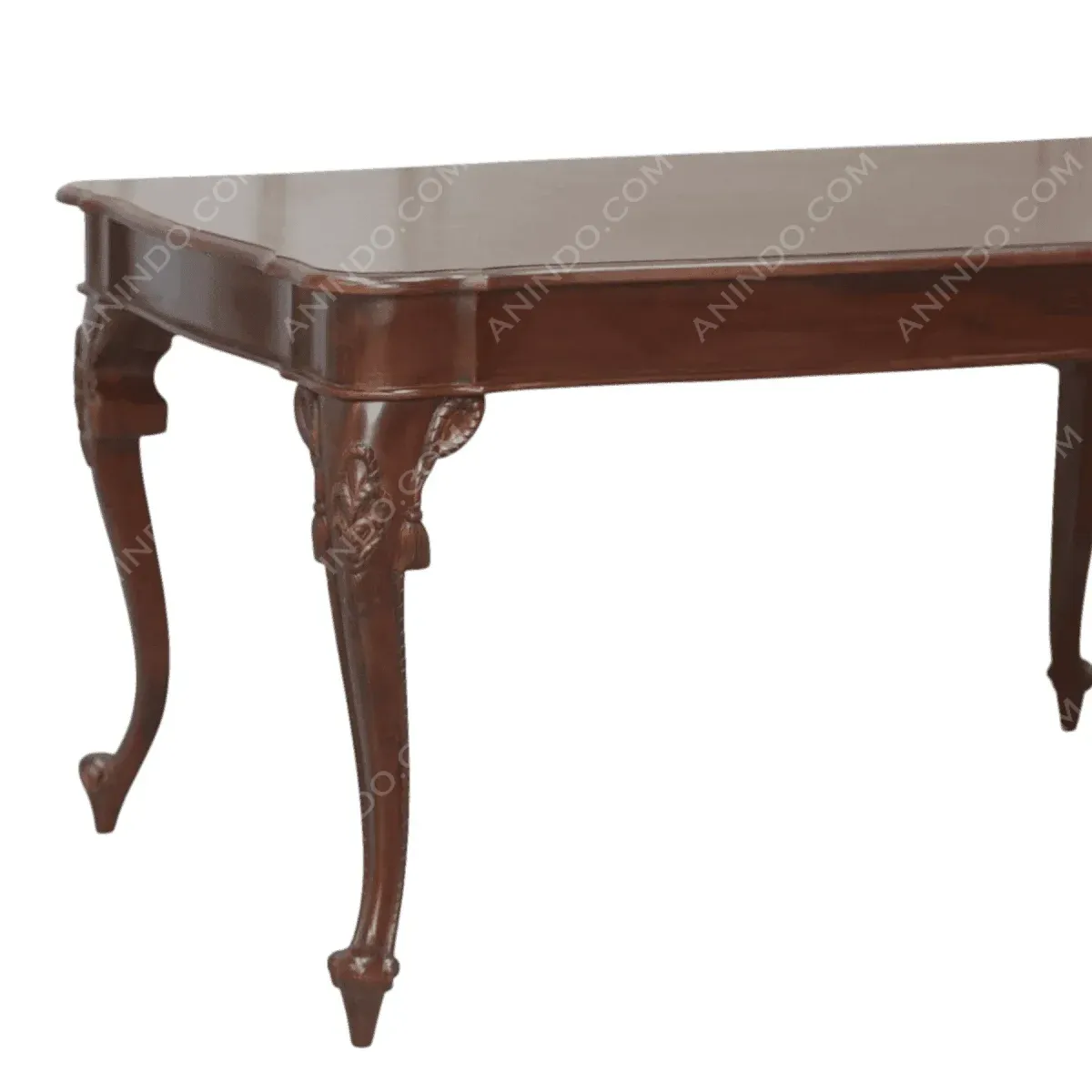 Elegant wooden table with curved legs.