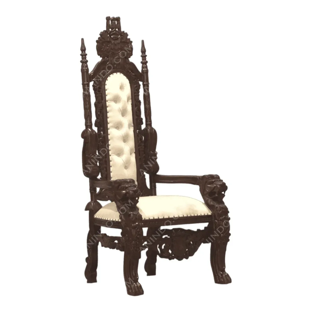 Ornate wooden throne with lion details