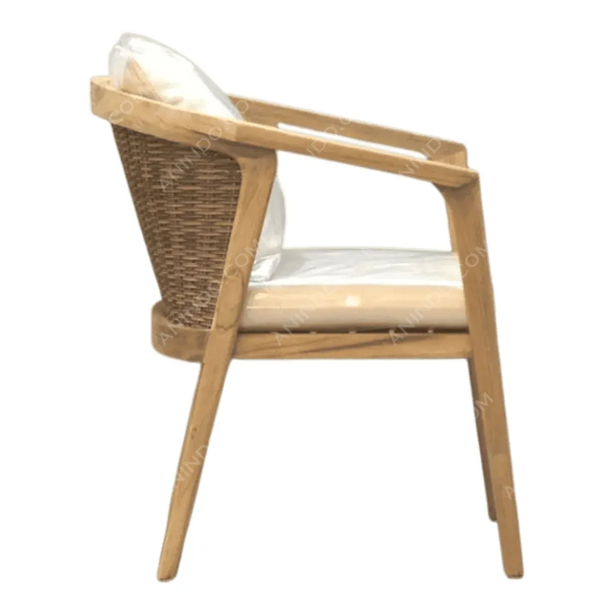 Modern wooden chair with wicker backrest