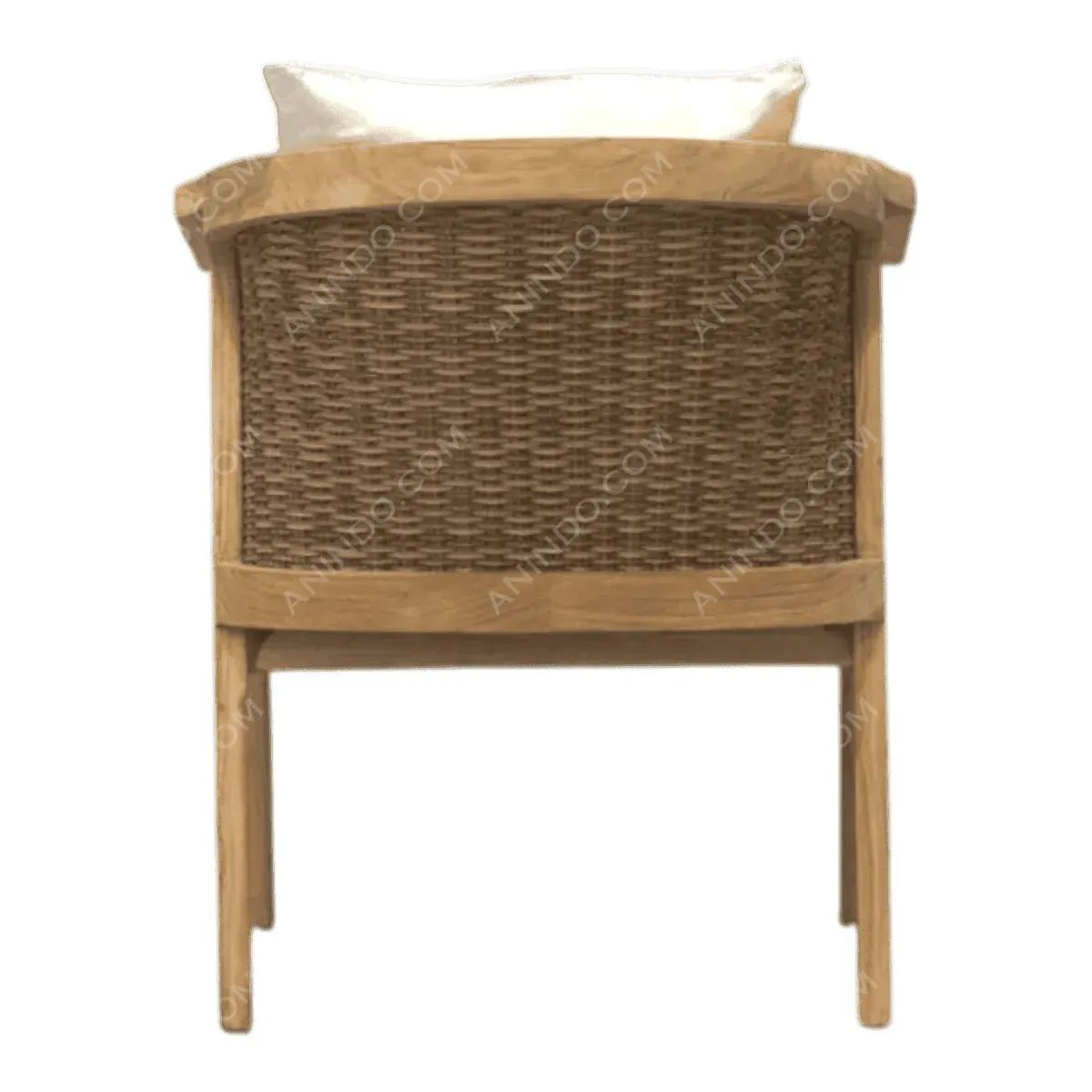 Wooden chair with woven rattan backrest