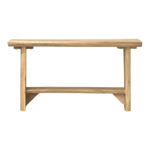 Minimalist wooden bench with simple design.