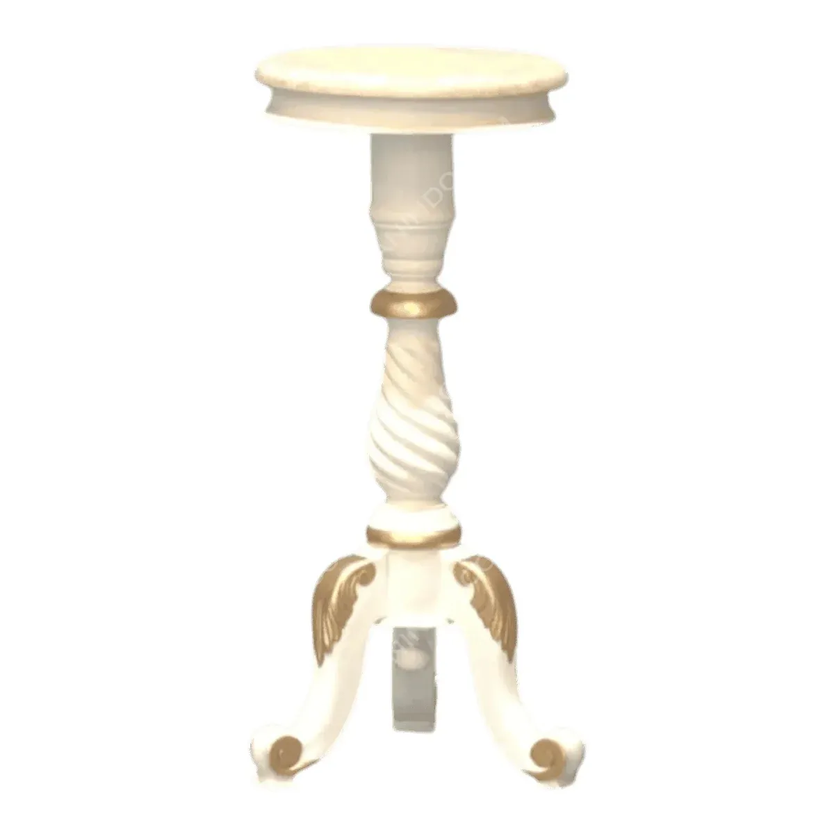 Elegant white and gold decorative side table.