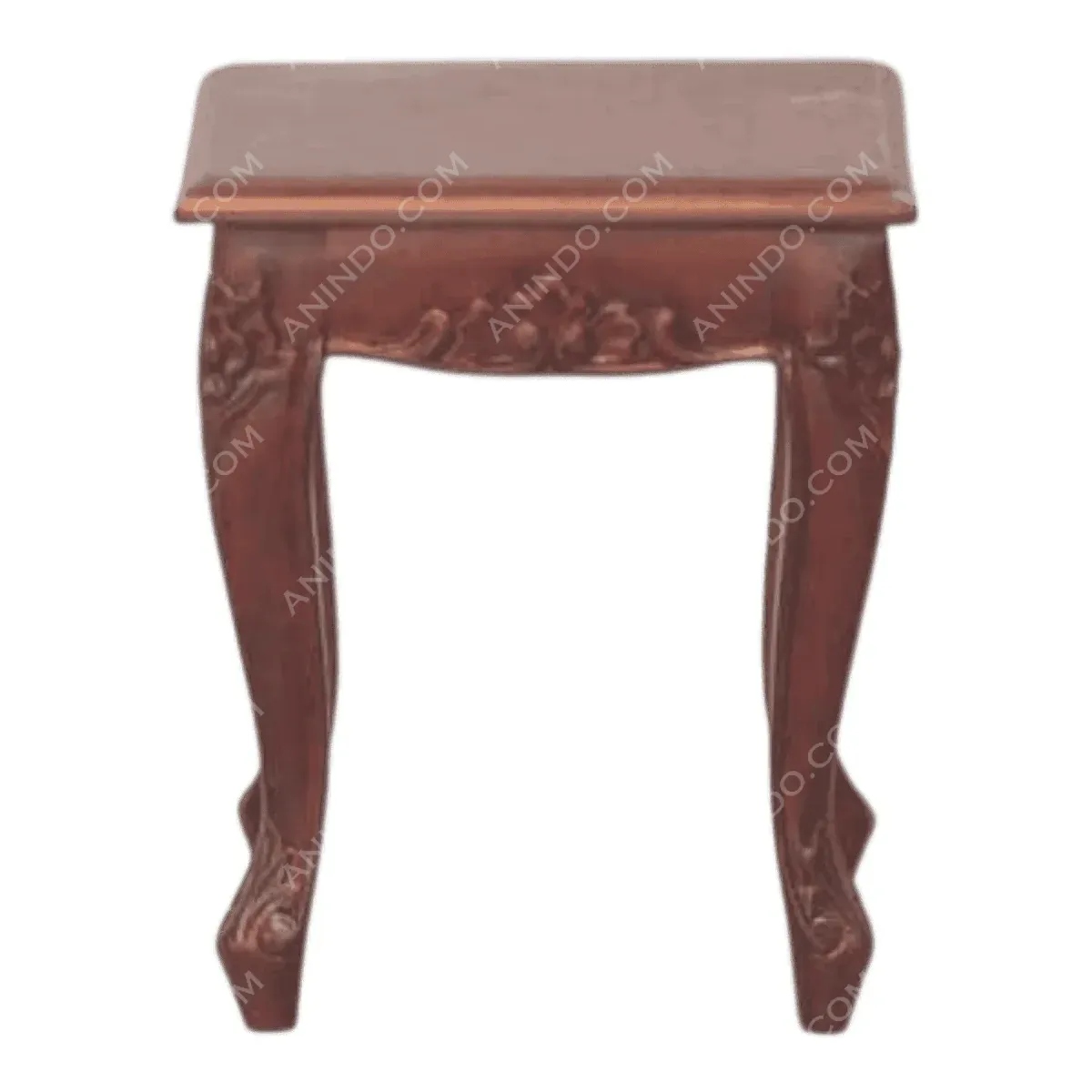 Decorative wooden side table with curved legs.