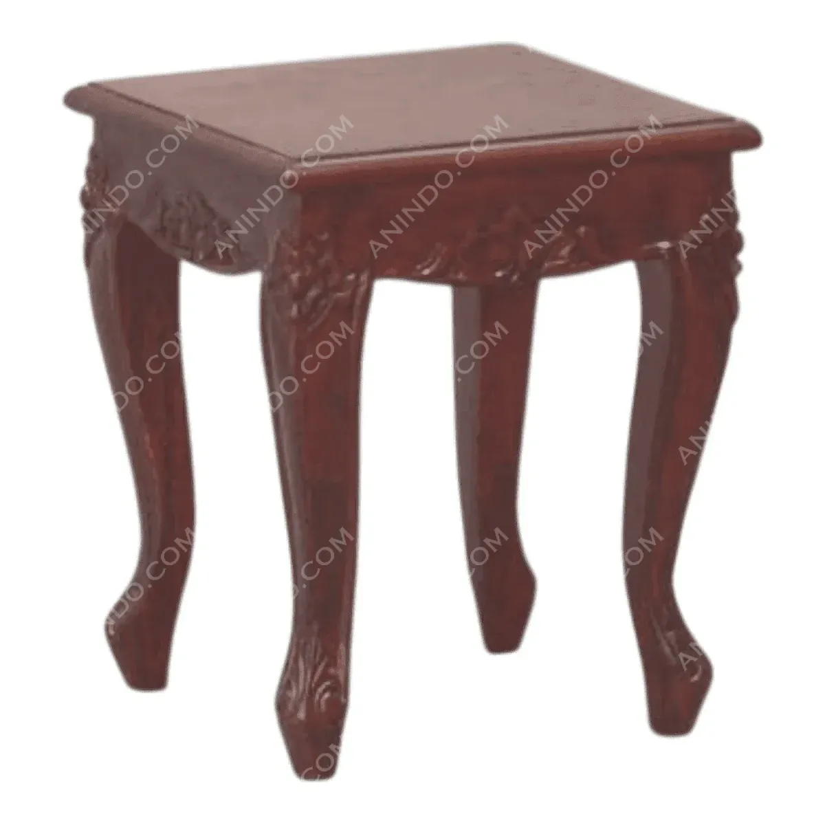 Elegant wooden table with ornate legs.