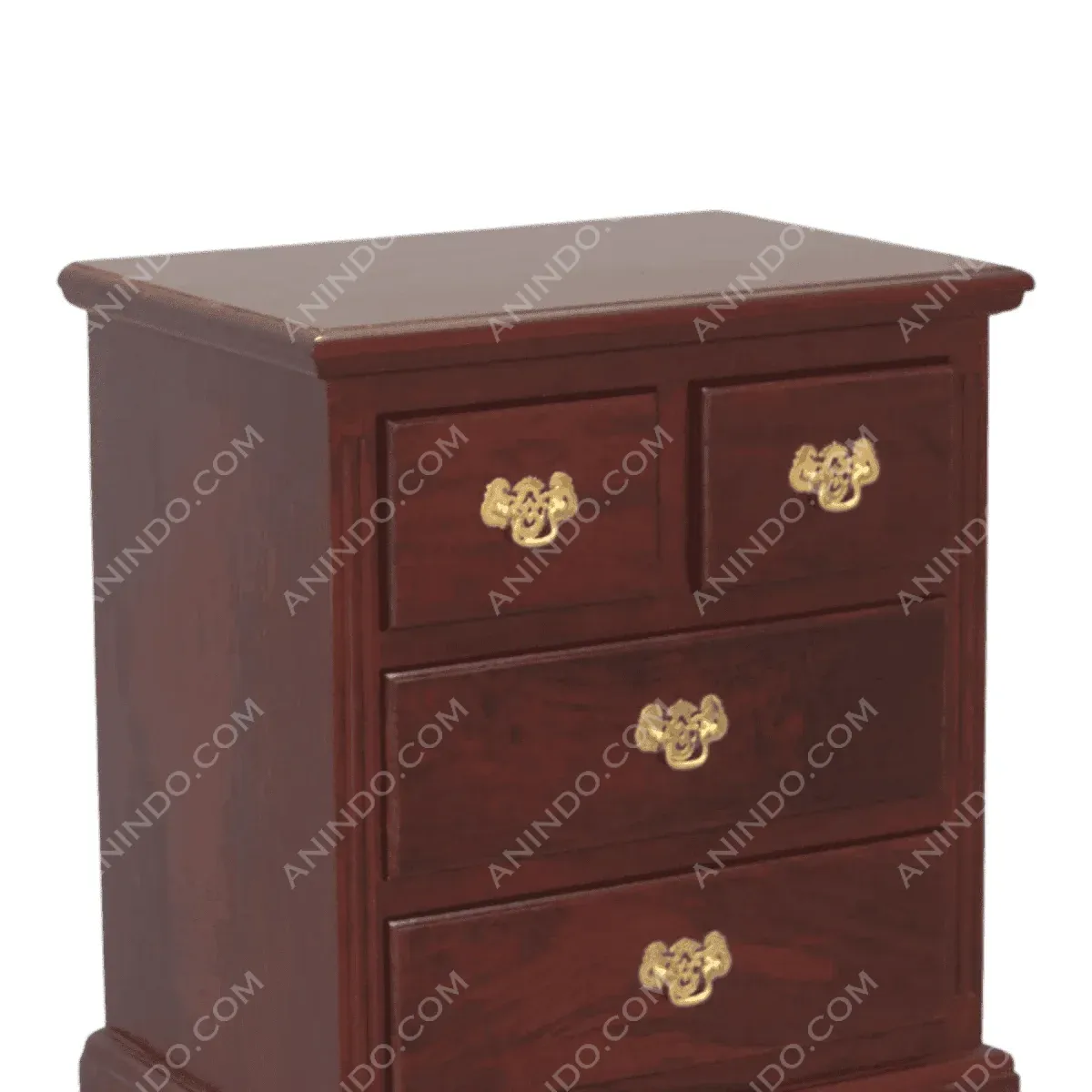 Wooden chest of drawers with brass handles