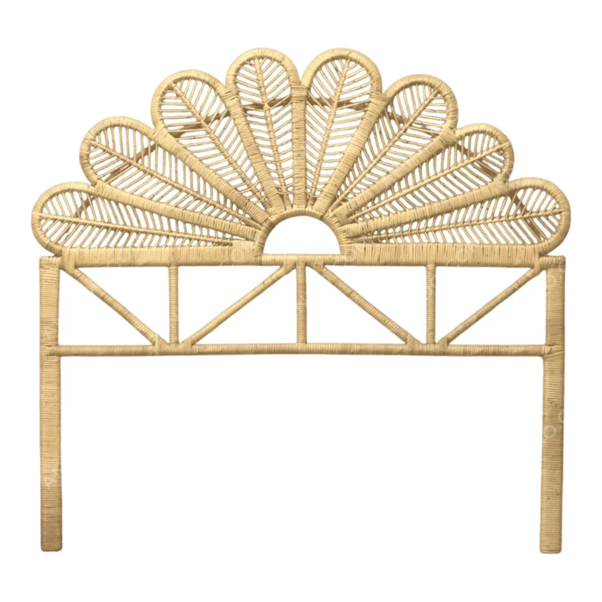 Stylish wicker headboard with a sunburst design