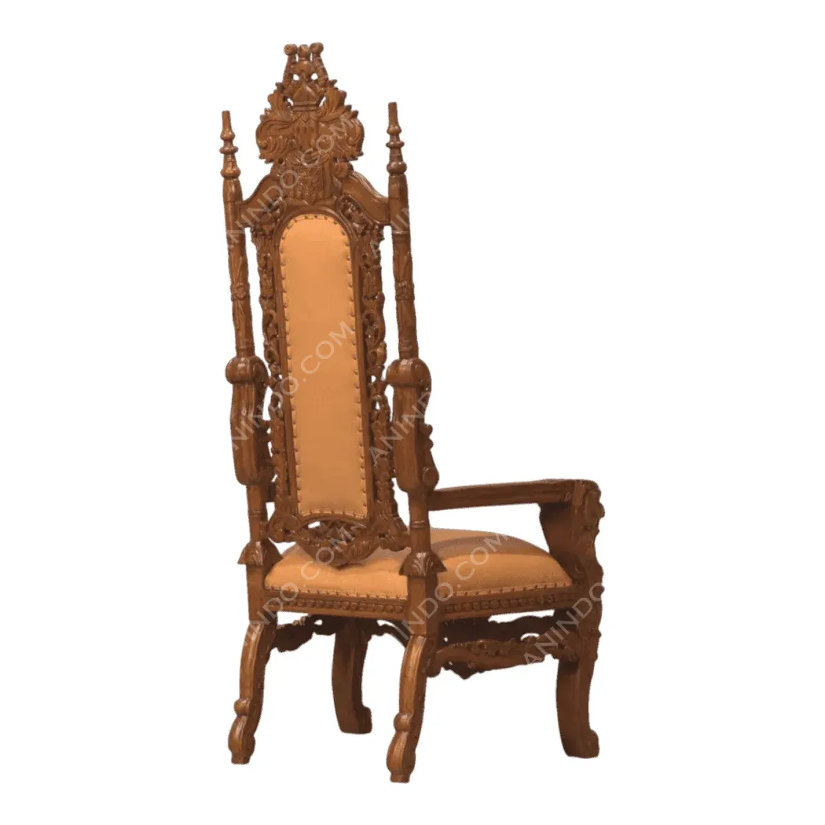 Ornate wooden chair with tall backrest