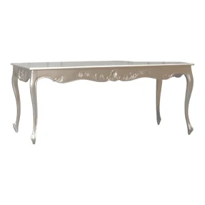 Elegant silver decorative table with curved legs