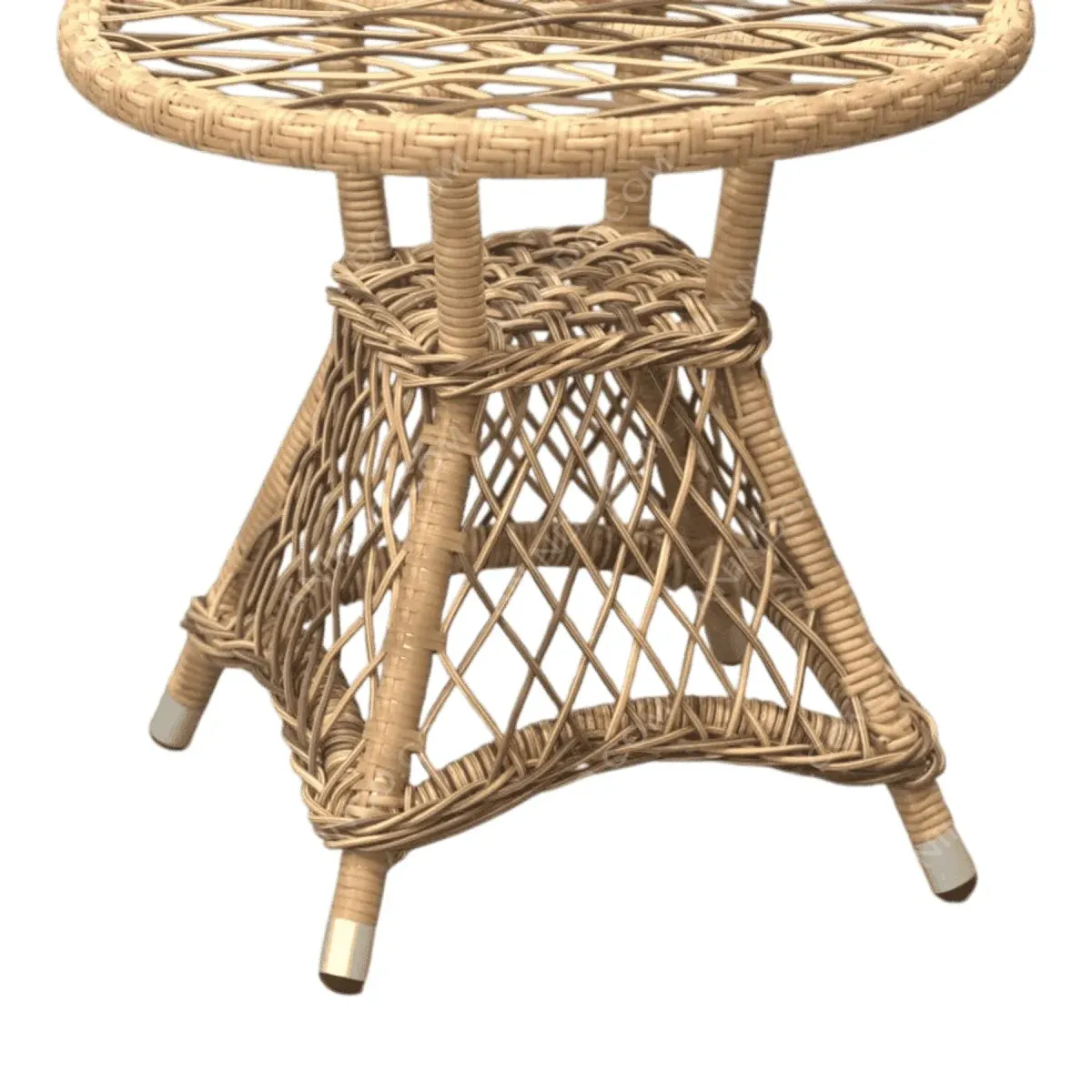 Stylish woven rattan accent table.