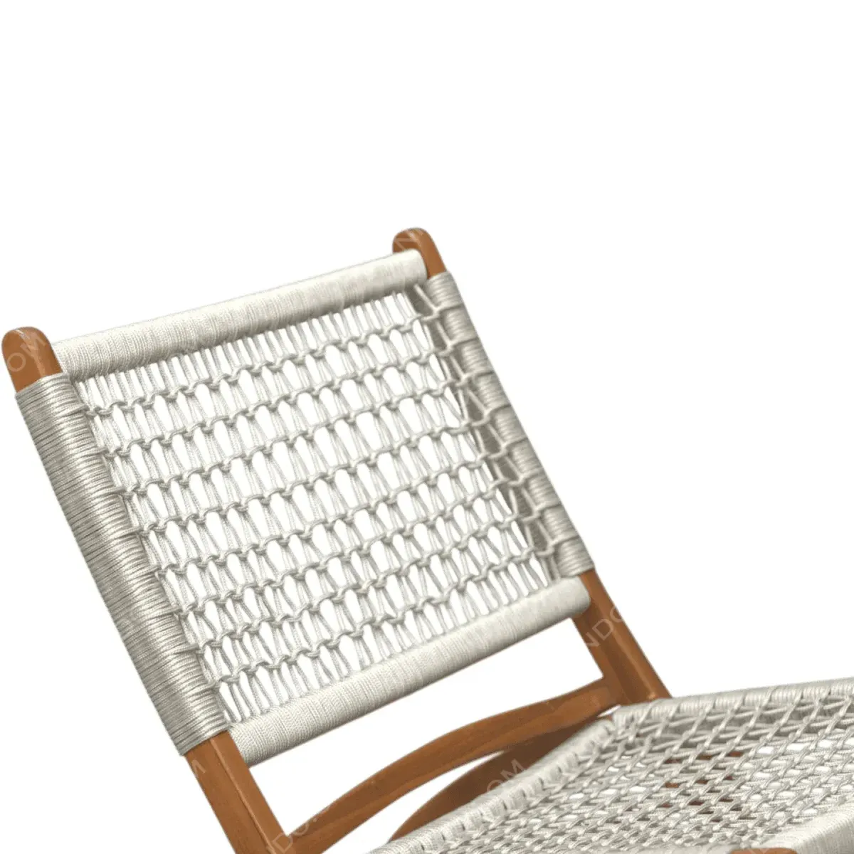 Close-up of a woven chair backrest.