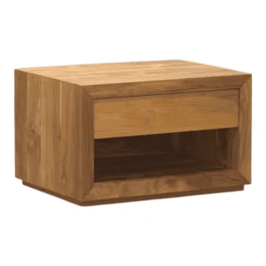 Wooden nightstand with drawer and open shelf
