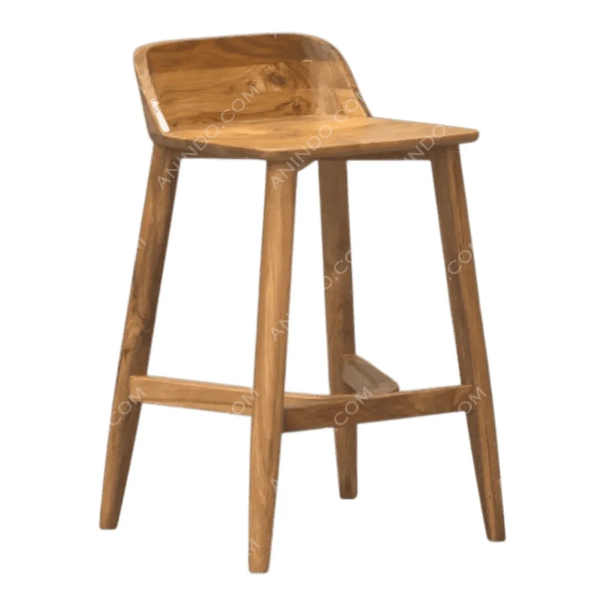 Modern wooden bar stool with four sturdy legs
