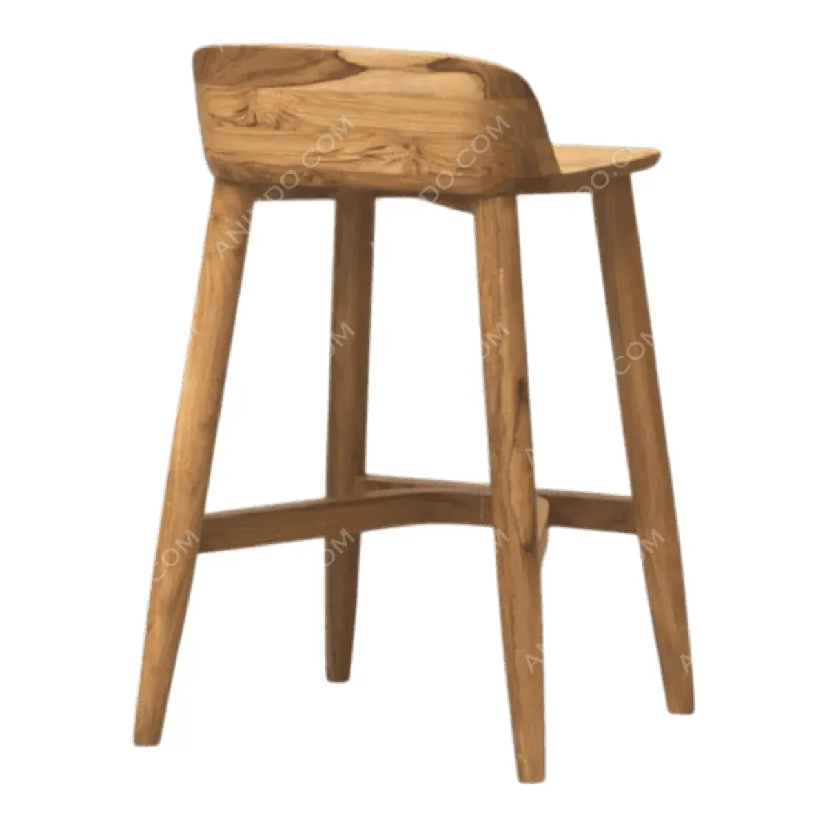Elegant wooden bar stool with a minimalist design.