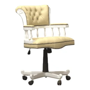 Elegant cream-colored office chair with wheels
