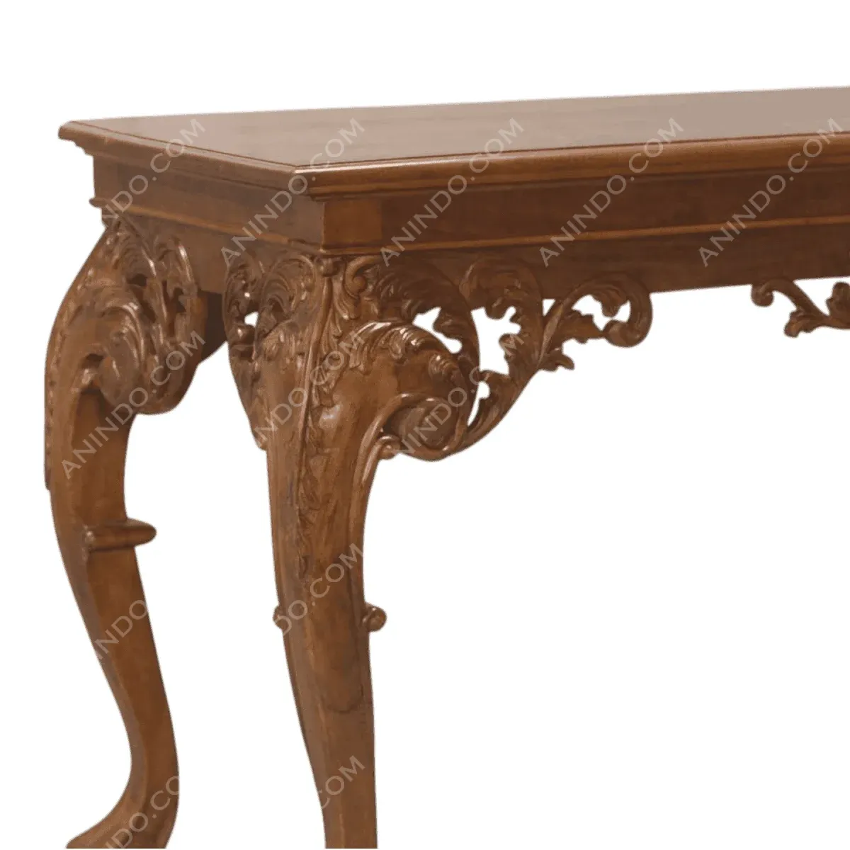 Ornate wooden table with decorative legs.