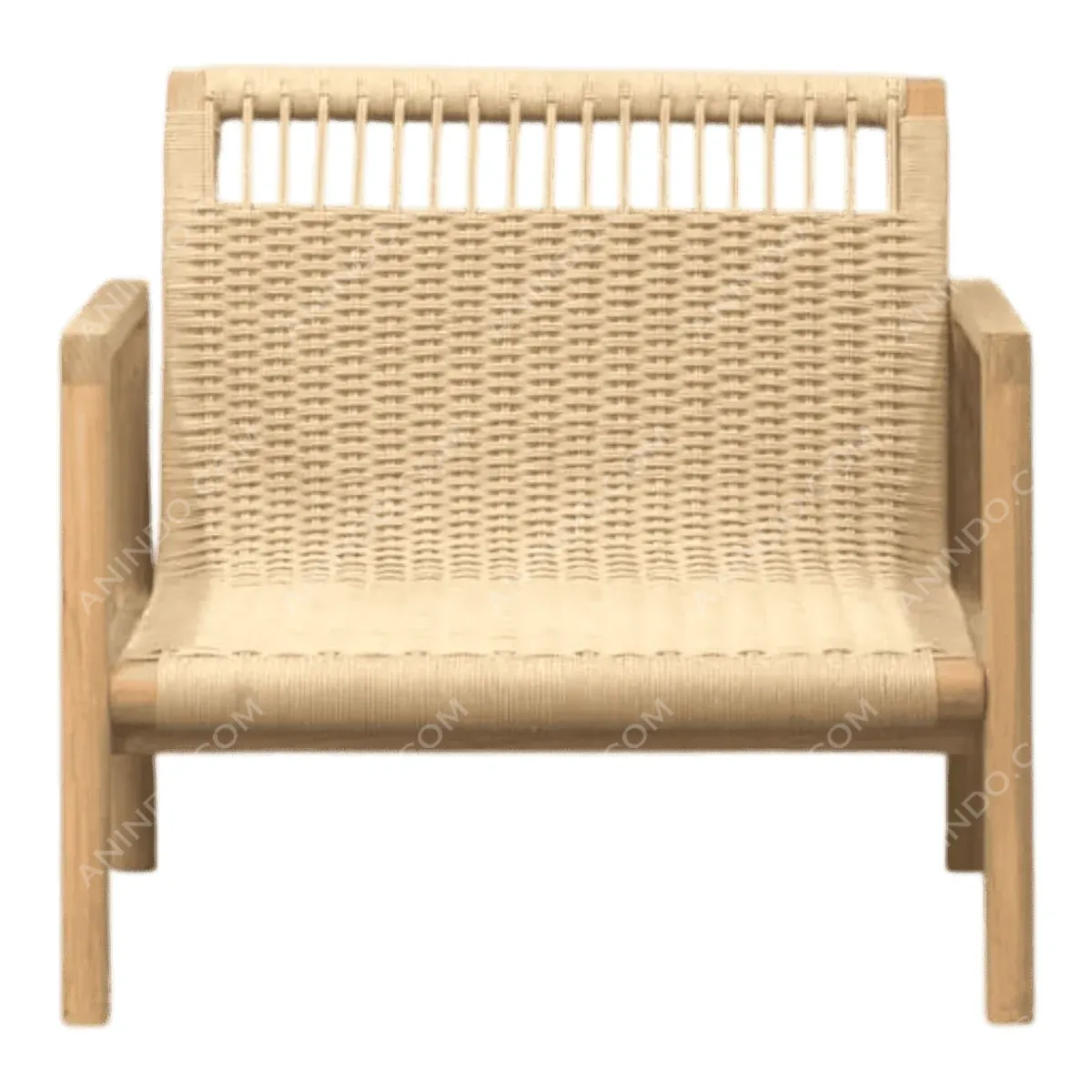 Stylish wicker chair with wooden frame