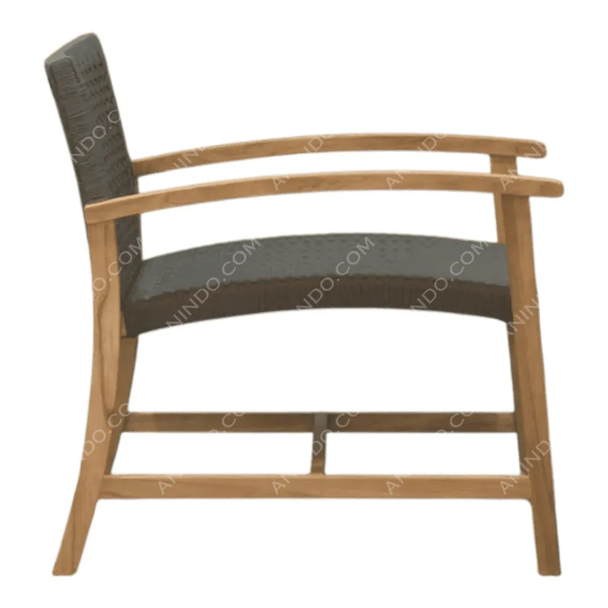 Stylish wooden chair with woven seating.