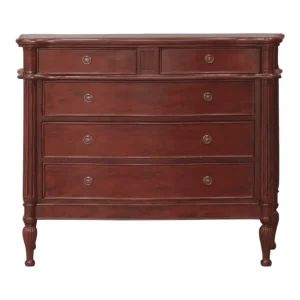 Elegant wooden dresser with five drawers.