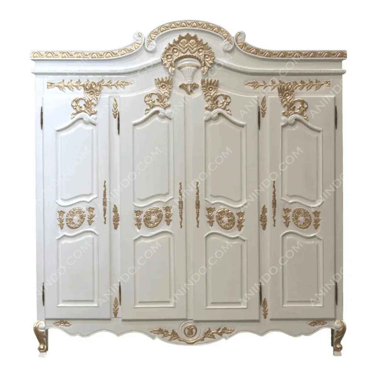 Elegant antique wardrobe with gold accents