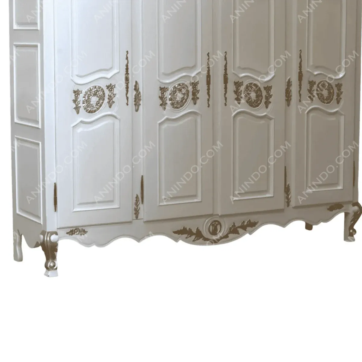 Elegant white wardrobe with ornate detailing