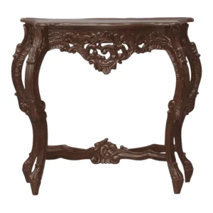 Elegant vintage wooden table with ornate design.