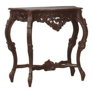 Intricately carved wooden side table